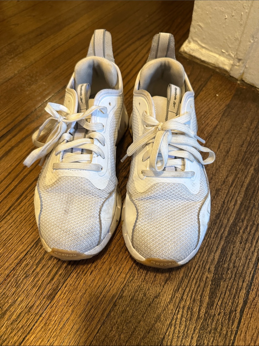 Reebok Women’s White Mesh Sneakers with Light Gray Accents